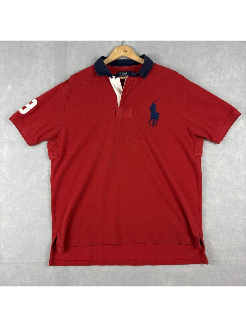 Vintage Polo Ralph Lauren Rugby Shirt Men’s XL Red Short Sleeve Big Pony Collar